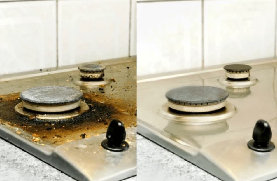 Before and after kitchen cleaning